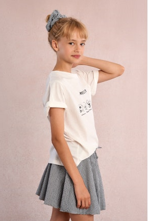 GIRLS WOVEN SKIRT BLACK/WHITE