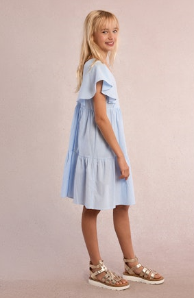 GIRLS WOVEN DRESS LIGHT BLUE
