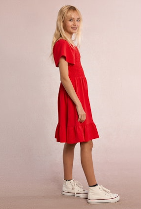 Girls Woven Dress Red