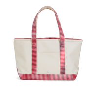 Medium Tote Coated Canvas Natural With Red Gingham Trim