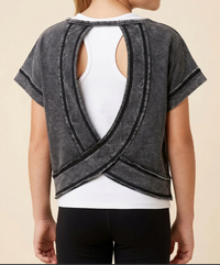 Girls Open Tulip Back Washed Knit Tee