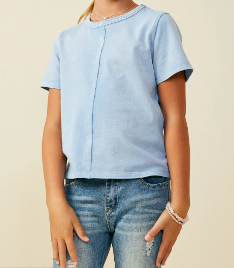 Girls Raw Edge Detail Washed Knit Top
