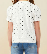 Girls Puff Sleeve Polka Dot Tee