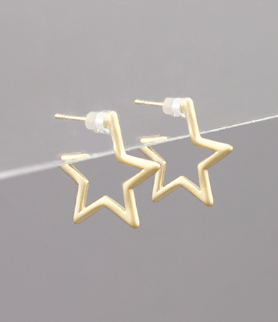 Mini Cut Out Star Earrings Gold