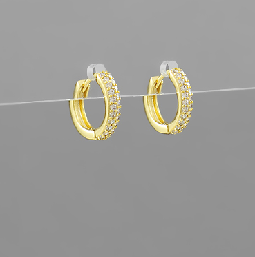 Circle Cz Pave Huggie Hoops