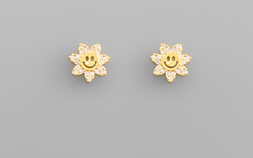 Flower Brass Smile Studs