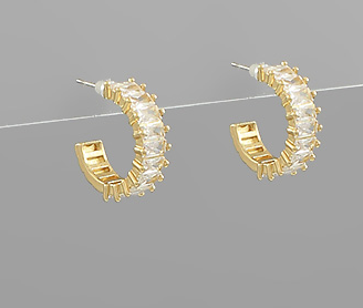 Baguette Metal Hoops Clear/Gold