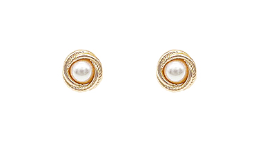 Textured and Twisted Metal Pearl Stud Earrings