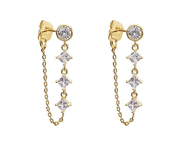 Round & Square Chain Drop Earrings