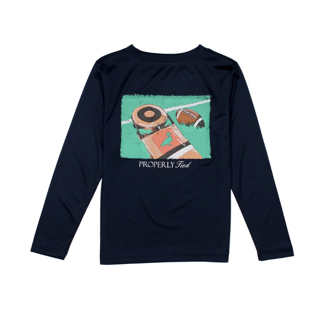 Boys Performance Tee LS First Down River Blue