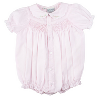Smocked Scallop Bubble Pink/White