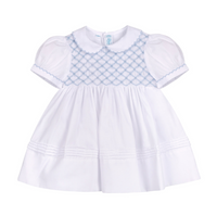 Signature Smock Dress White/Blue