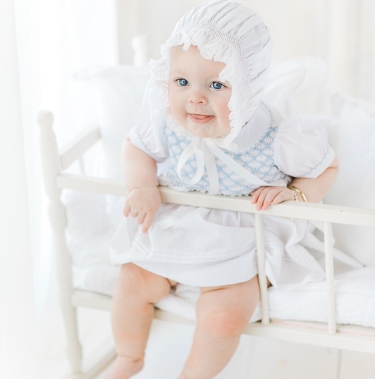 Signature Smock Dress White/Blue