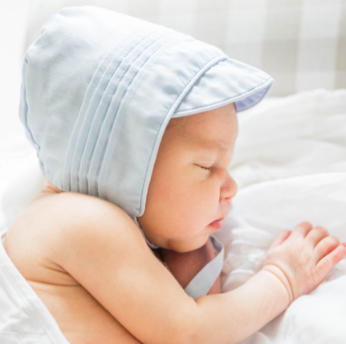 Boys Pintucked Bonnet Blue