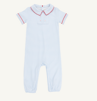 Benny Button Romper Beale Street Blue Stripe