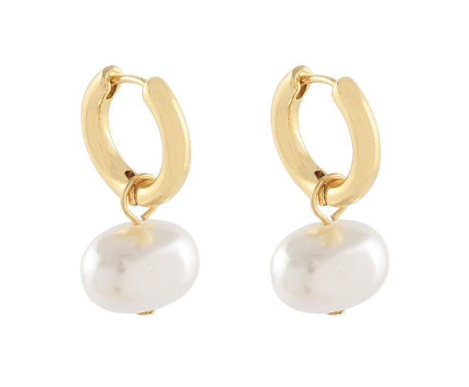 Oval Pearl Dangle Earrings