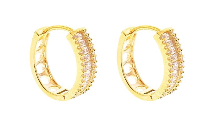Pave Cz Baguette Hoops