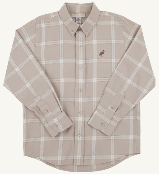 Deans List Dress Shirt Flannel Thompson Park Plaid/Gray Bay Brown