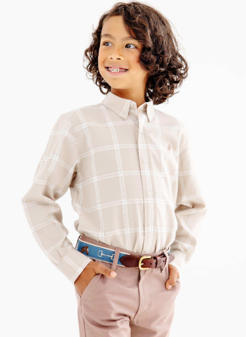 Deans List Dress Shirt Flannel Thompson Park Plaid/Gray Bay Brown
