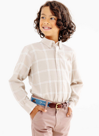 Deans List Dress Shirt Flannel Thompson Park Plaid/Gray Bay Brown