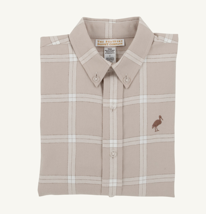 Deans List Dress Shirt Flannel Thompson Park Plaid/Gray Bay Brown