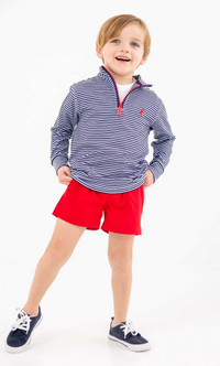Prepletic Hayword half Zip Nantucket Navy Stripe/Richmond Red