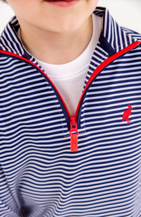 Prepletic Hayword half Zip Nantucket Navy Stripe/Richmond Red