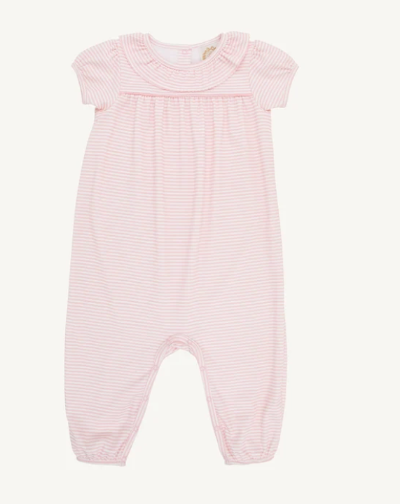 Ramona Ruffle Romper Sandpearl Pink Stripe/Sandpearl Pink