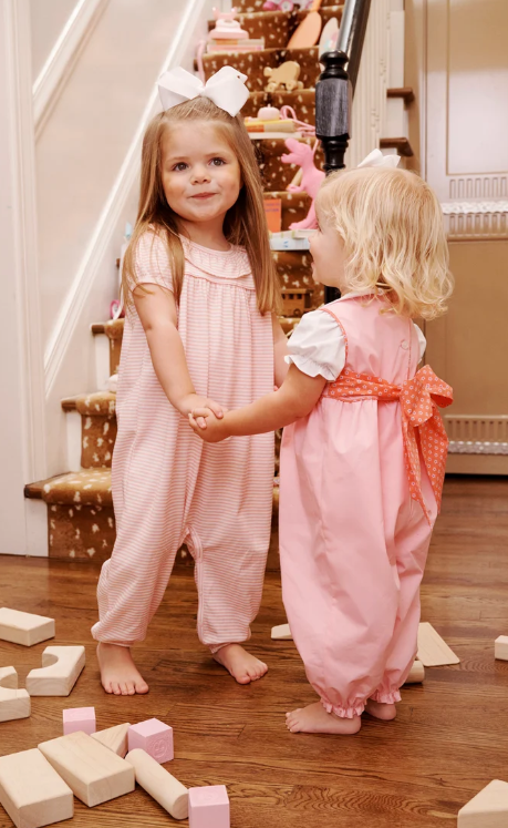 Ramona Ruffle Romper Sandpearl Pink Stripe/Sandpearl Pink