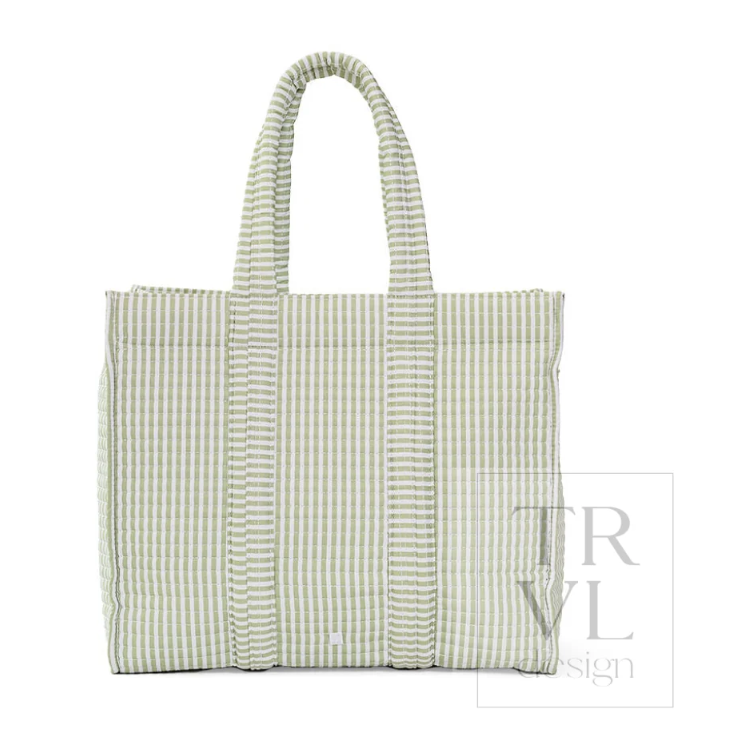 TRVL Design Quilted Go Go Tote Pimlico Stripe Sage
