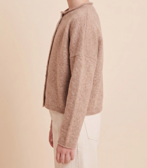 Hayden Girls Brushed Rolled Neck Sweater Cardigan Taupe
