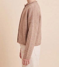 Hayden Girls Brushed Rolled Neck Sweater Cardigan Taupe