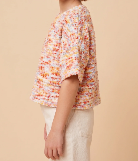 Hayden Girls Textured Multicolor Knit Boxy Top