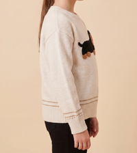 Hayden Fuzzy Dachshund Applique Knit Sweater