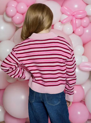 Design History Girls Pink Stripe Polo