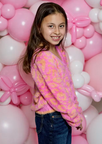 Design History Girls Pink Leopard Cardigan