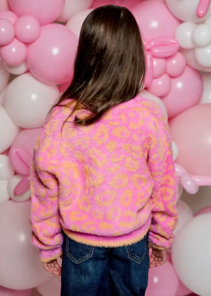 Design History Girls Pink Leopard Cardigan