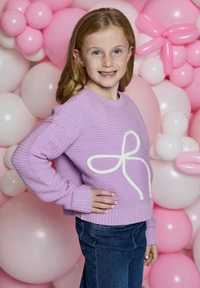 Design History Girls Purple Bow Sweater