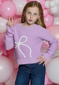 Design History Girls Purple Bow Sweater