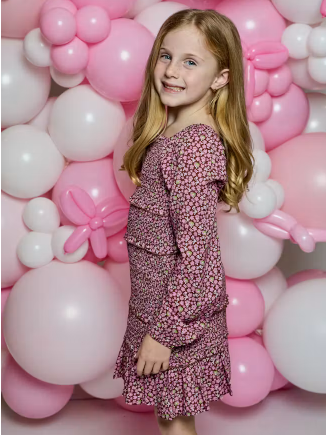 Design History Girls Wine Floral Dress