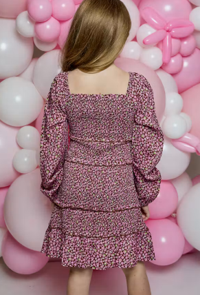Design History Girls Wine Floral Dress