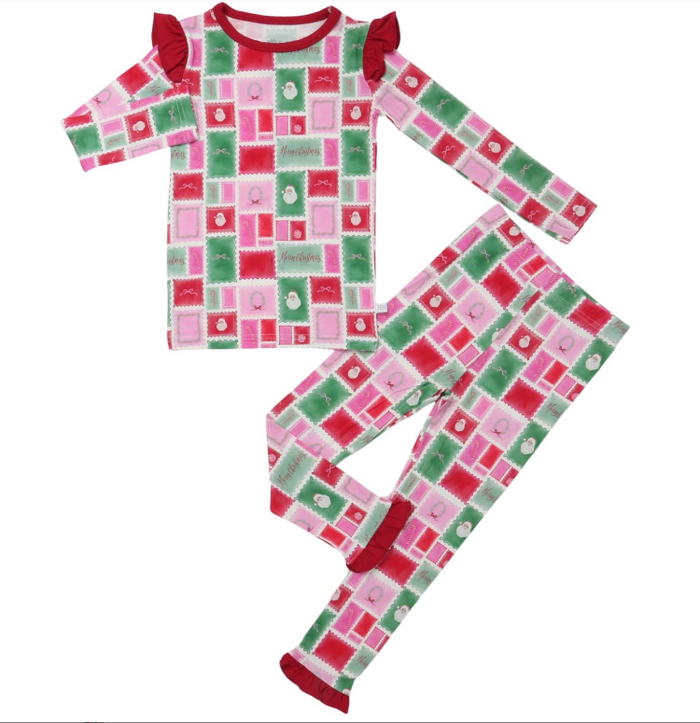 Hamner Hill Girls Ruffle Letter to Santa Loungewear Set