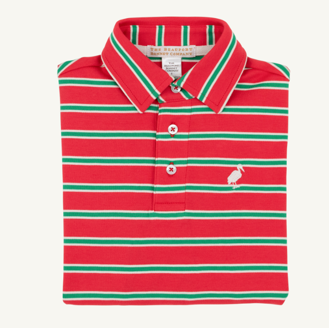 TBBC Prim & Proper Polo Richmond Red Kiawah Kelly Green