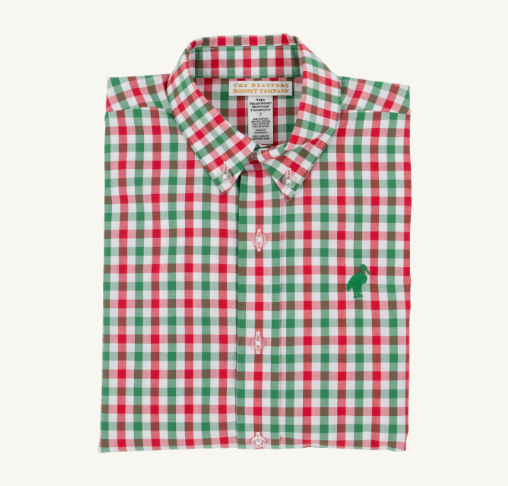 TBBC Deans List Dress Shirt Richmond Red Kiawah Kelly Green