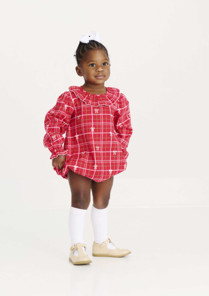 TBBC Ramona Ruffle Bubble Flannel Torrington Tartan/Palmetto Pearl