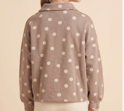 Hayden Girls Polka Dot Knit Long Sleeve Collared Shirt