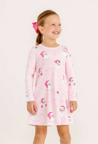 TBBC Long Sleeve Polly Dress Dear Santa Palm Beach Pink