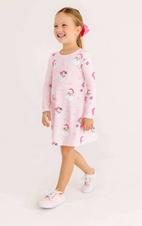 TBBC Long Sleeve Polly Dress Dear Santa Palm Beach Pink