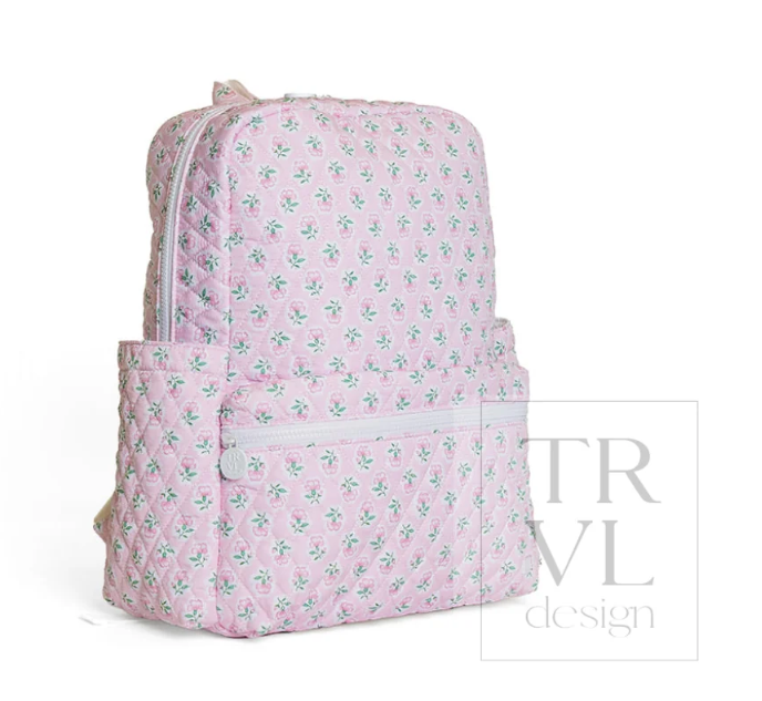 TRVL Quilted XL Backpacker Petit Fleur Pink