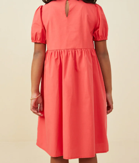 HAYDEN GIRLS RIBBON DETAILED PUFF SLEEVE DRESS RED